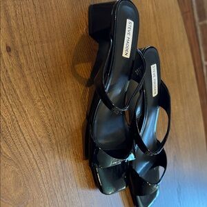 Steve Madden Glossy Black Heeled Sandals
